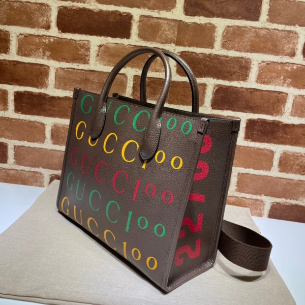 La mejor Réplicas de Gucci 100 Small Tote 680956 Bolsa en cuero marrón-1