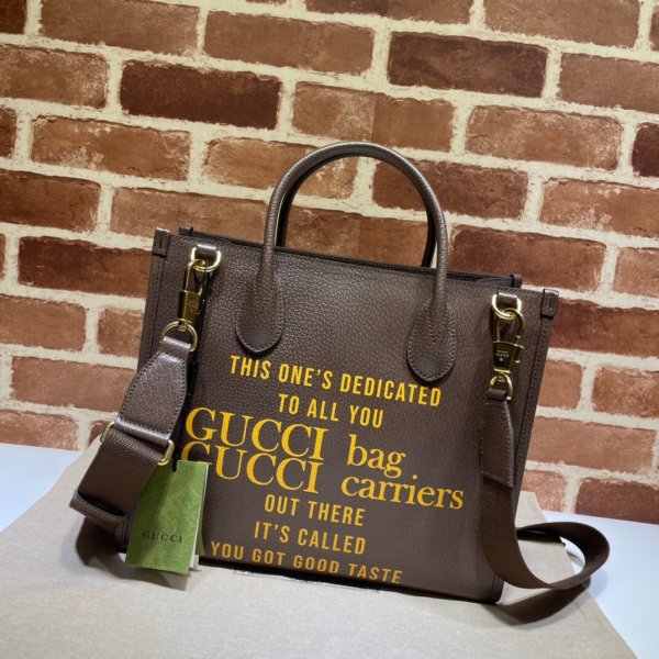 La mejor Réplicas de Gucci 100 Small Tote 680956 Bolsa en cuero marrón-2