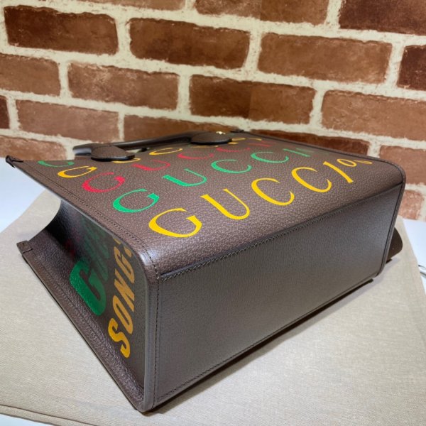 La mejor Réplicas de Gucci 100 Small Tote 680956 Bolsa en cuero marrón-3