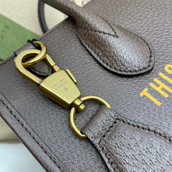 La mejor Réplicas de Gucci 100 Small Tote 680956 Bolsa en cuero marrón-5